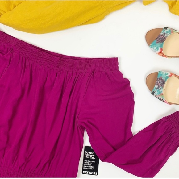 Express Dresses & Skirts - Express fuchsia off the shoulder dress boho